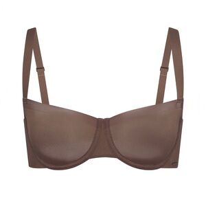 SKIMS Mesh Unlined Balconette Bra | 34C in Cocoa Brown